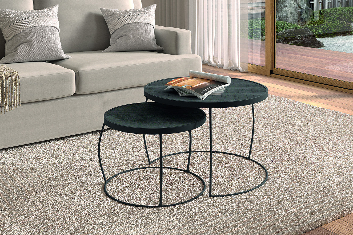 Salontafel kaya 2-delig Mango hout zwart