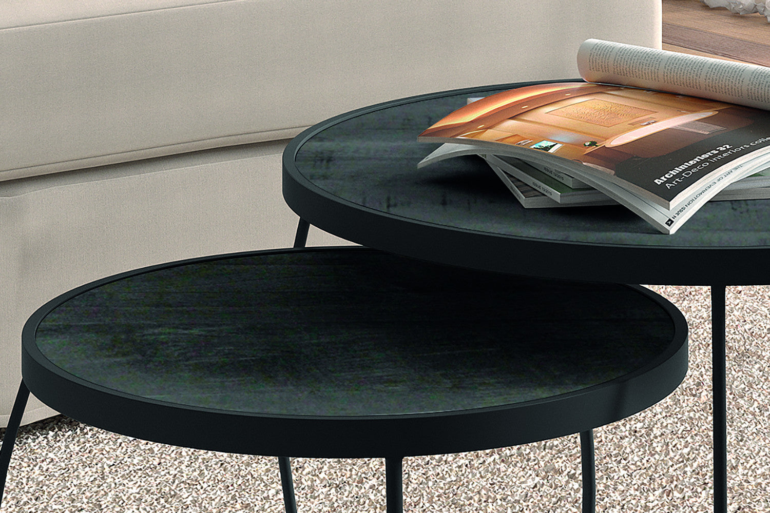 Salontafel kaya 2-delig Mango hout zwart