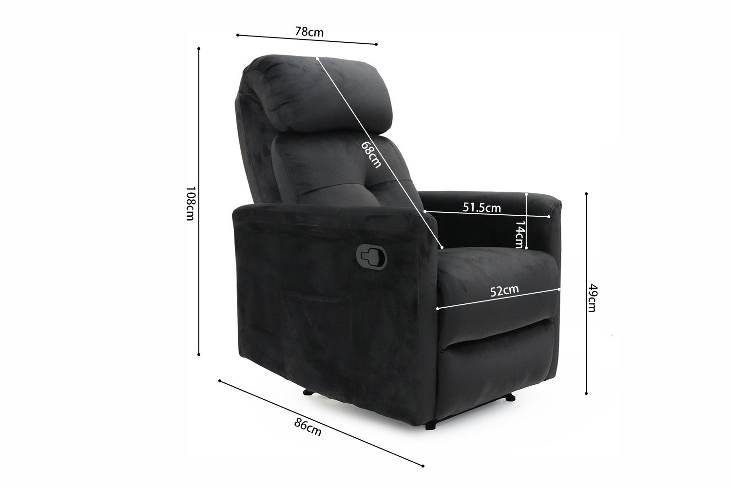 Relax levi manueel verstelbaar Stof Zwart