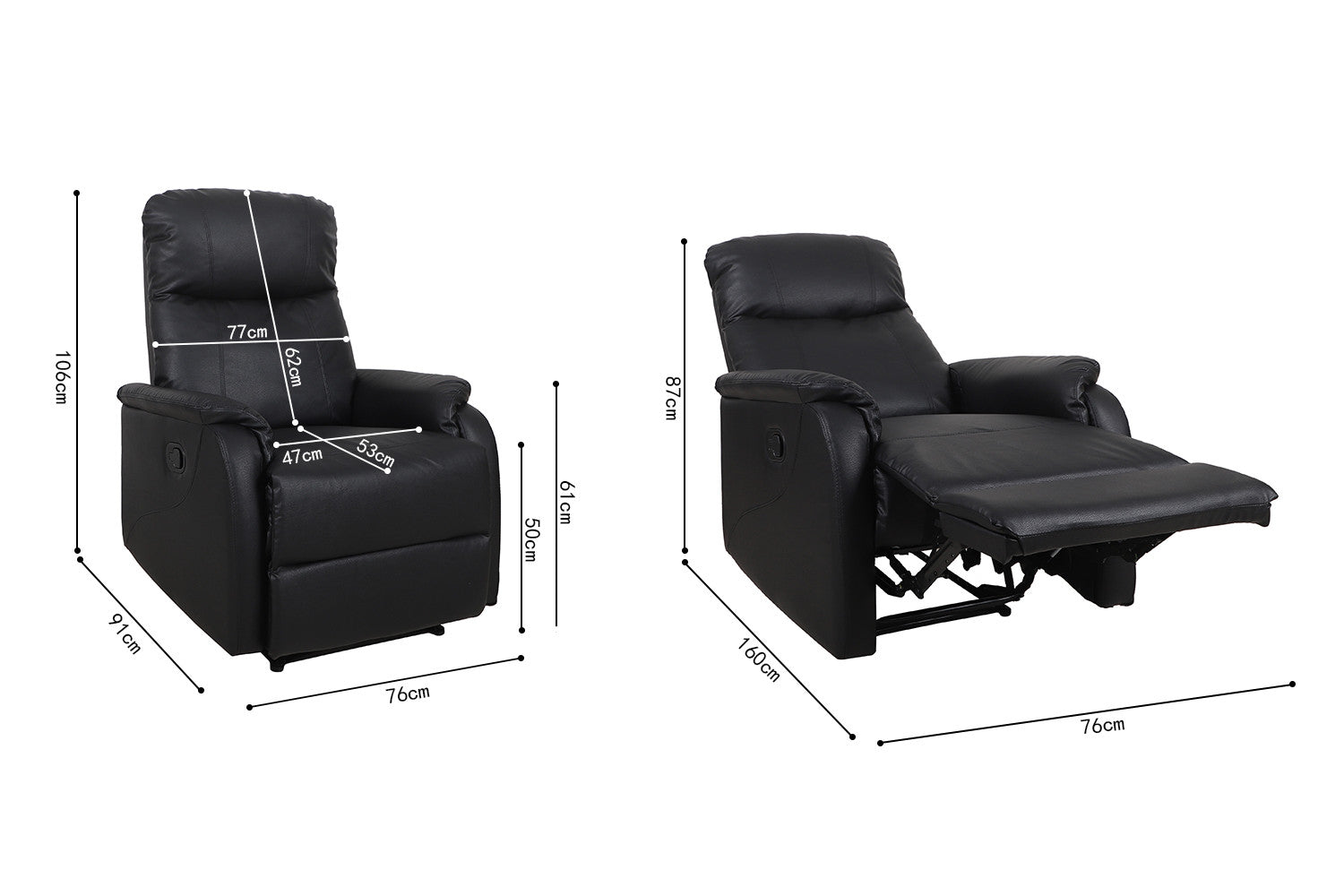 Relax lou manueel verstelbaar PU Zwart