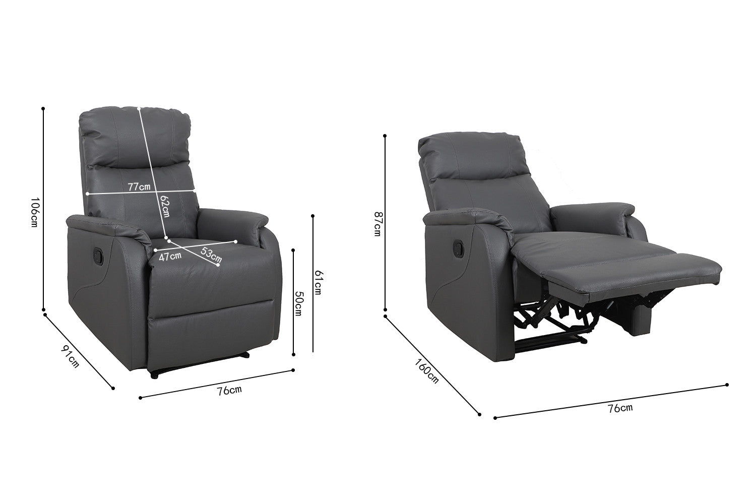 Relax lou manueel verstelbaar PU Grijs