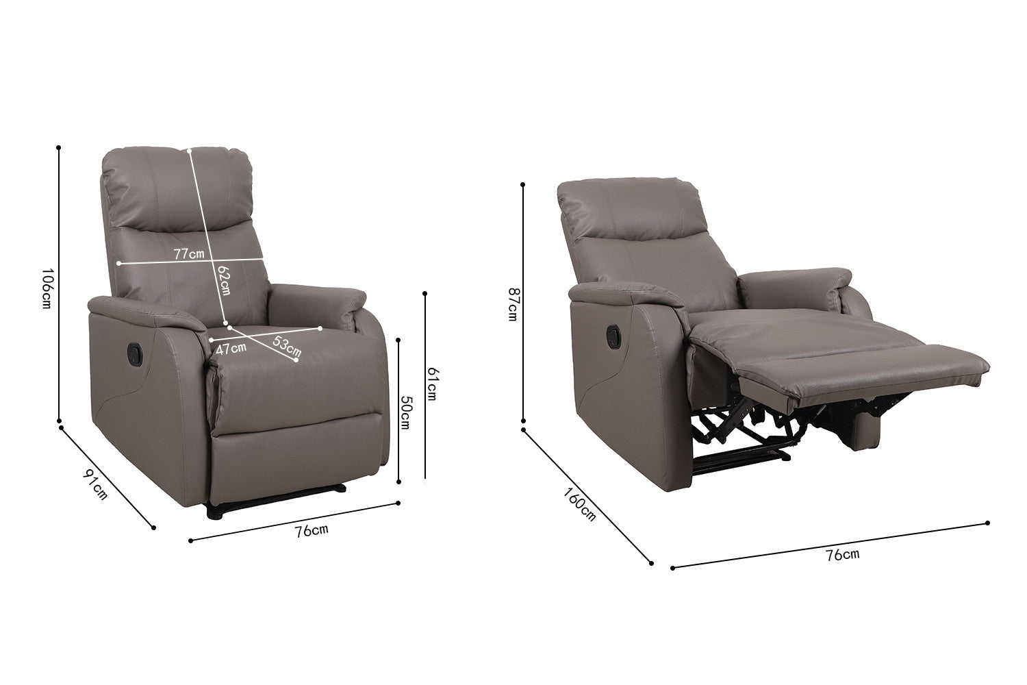 Relax lou manueel verstelbaar PU Taupe