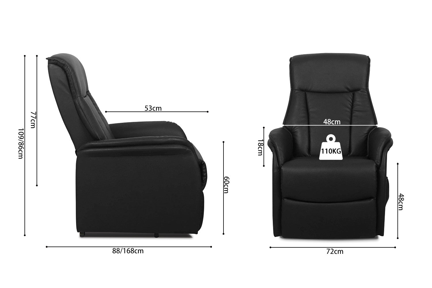 Elektrische Relax met lift forge PU Zwart