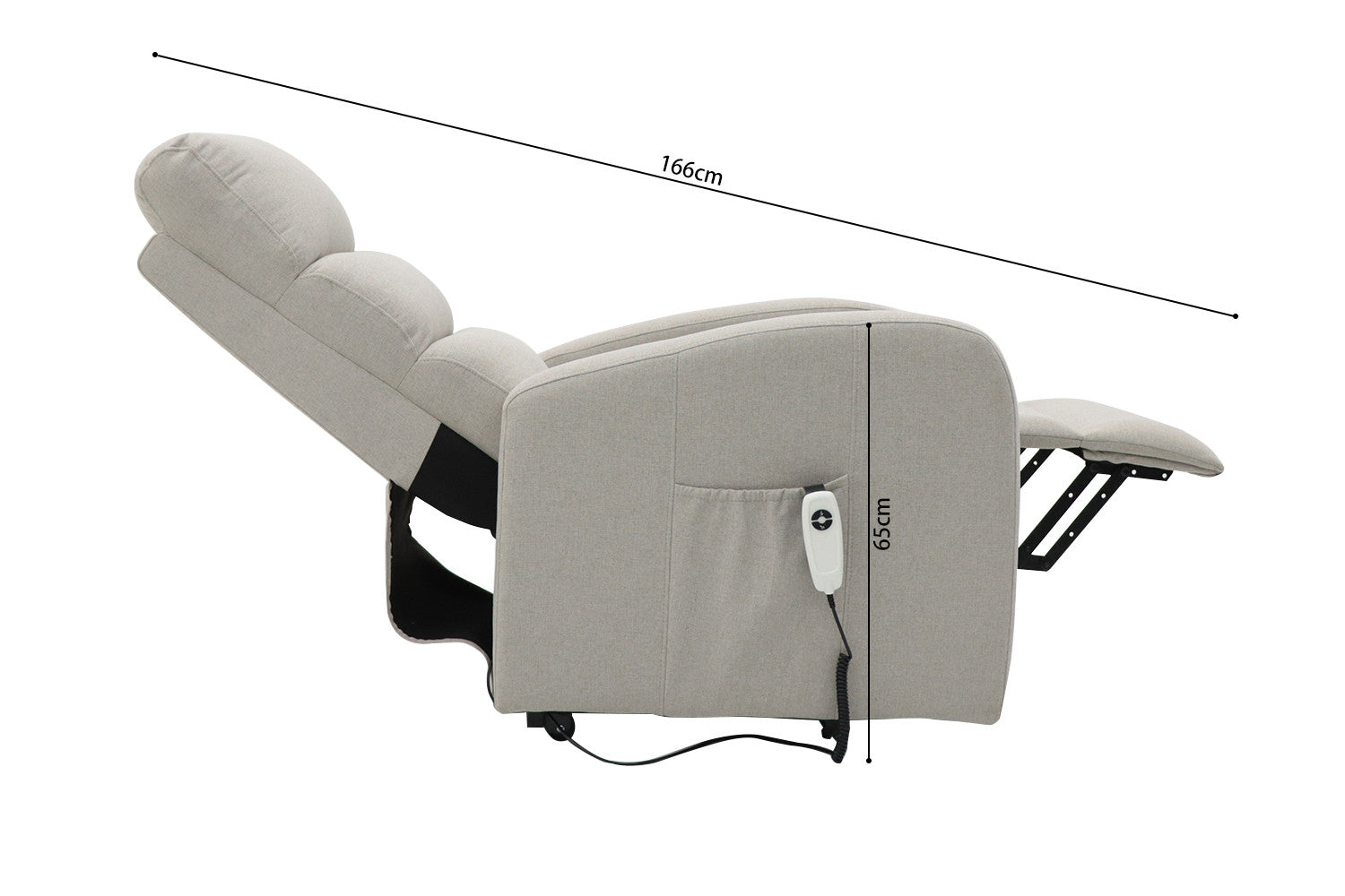 Electrische relax met lift onyx Stof Lichtgrijs