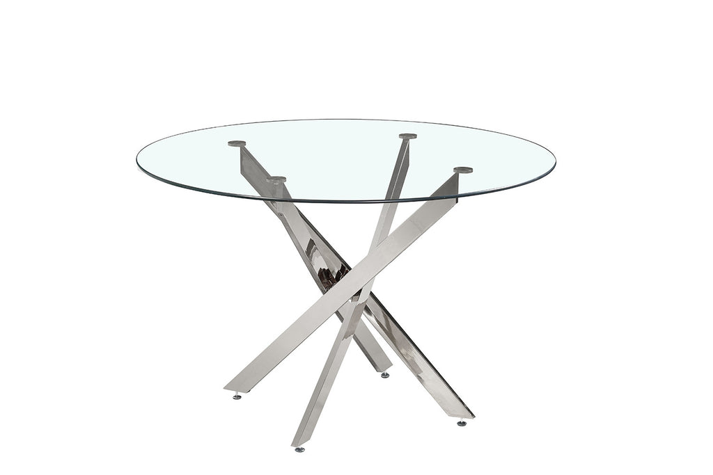 Tafel deeds 120 cm Rond Glas, Poten Chroom
