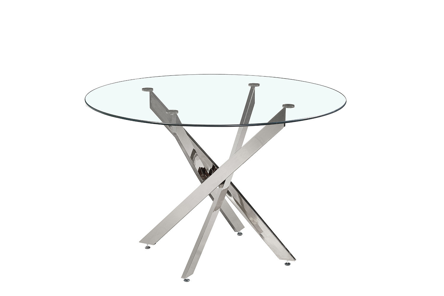 Tafel deeds 120 cm Rond Glas, Poten Chroom