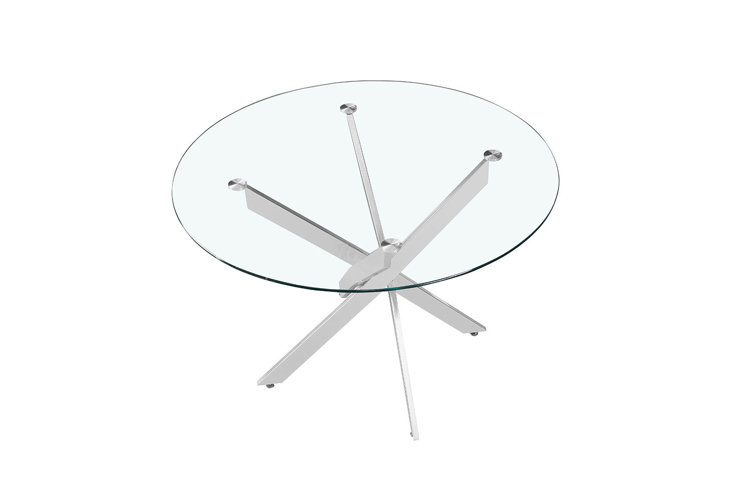 Tafel deeds 120 cm Rond Glas, Poten Chroom