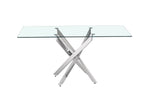 Tafel deeds 160 cm Glas, Poten Chroom