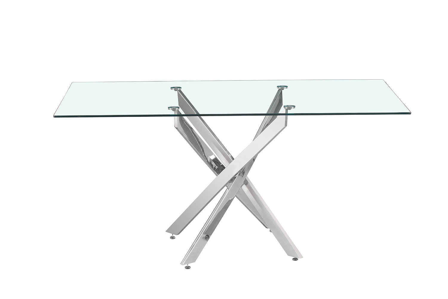 Tafel deeds 160 cm Glas, Poten Chroom