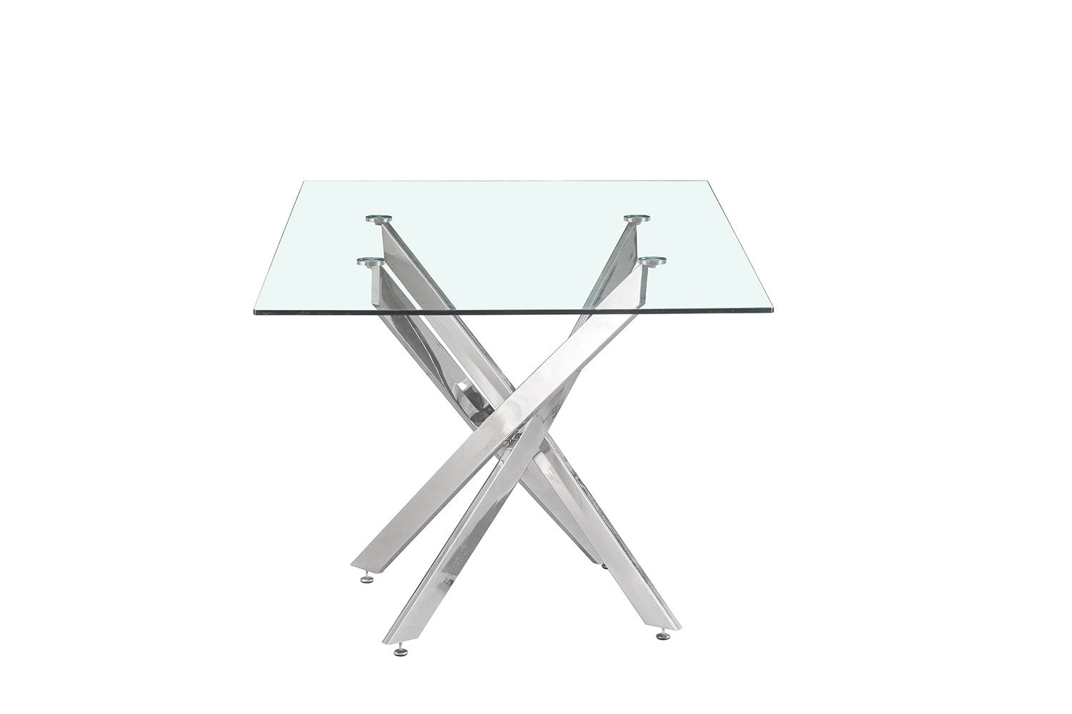 Tafel deeds 160 cm Glas, Poten Chroom