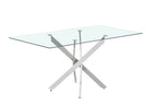 Tafel deeds 160 cm Glas, Poten Chroom