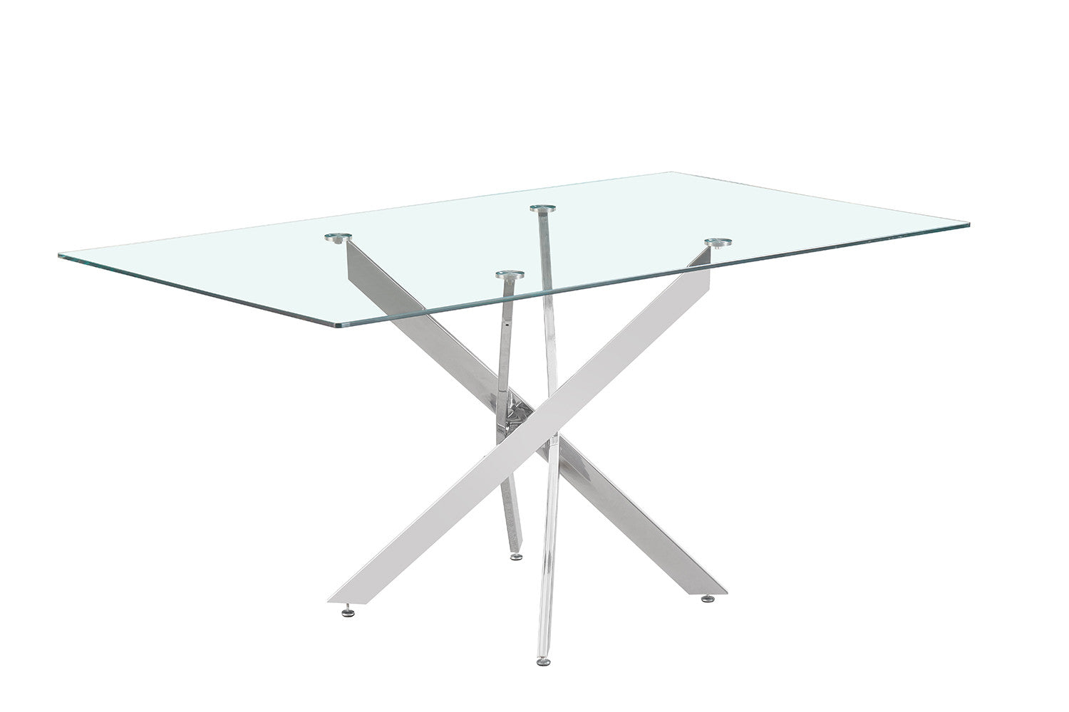 Tafel deeds 160 cm Glas, Poten Chroom