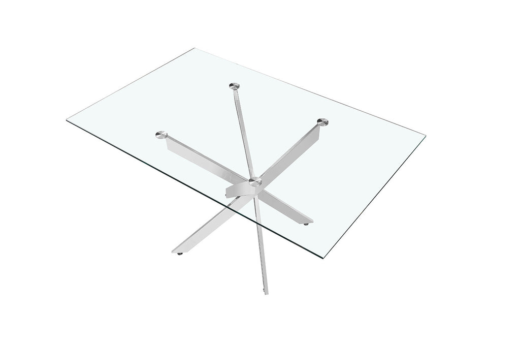 Tafel deeds 160 cm Glas, Poten Chroom