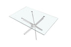 Tafel deeds 160 cm Glas, Poten Chroom