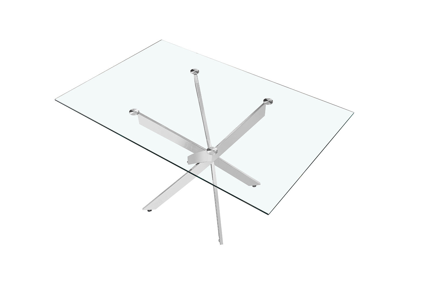 Tafel deeds 160 cm Glas, Poten Chroom