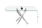 Tafel deeds 160 cm Glas, Poten Chroom