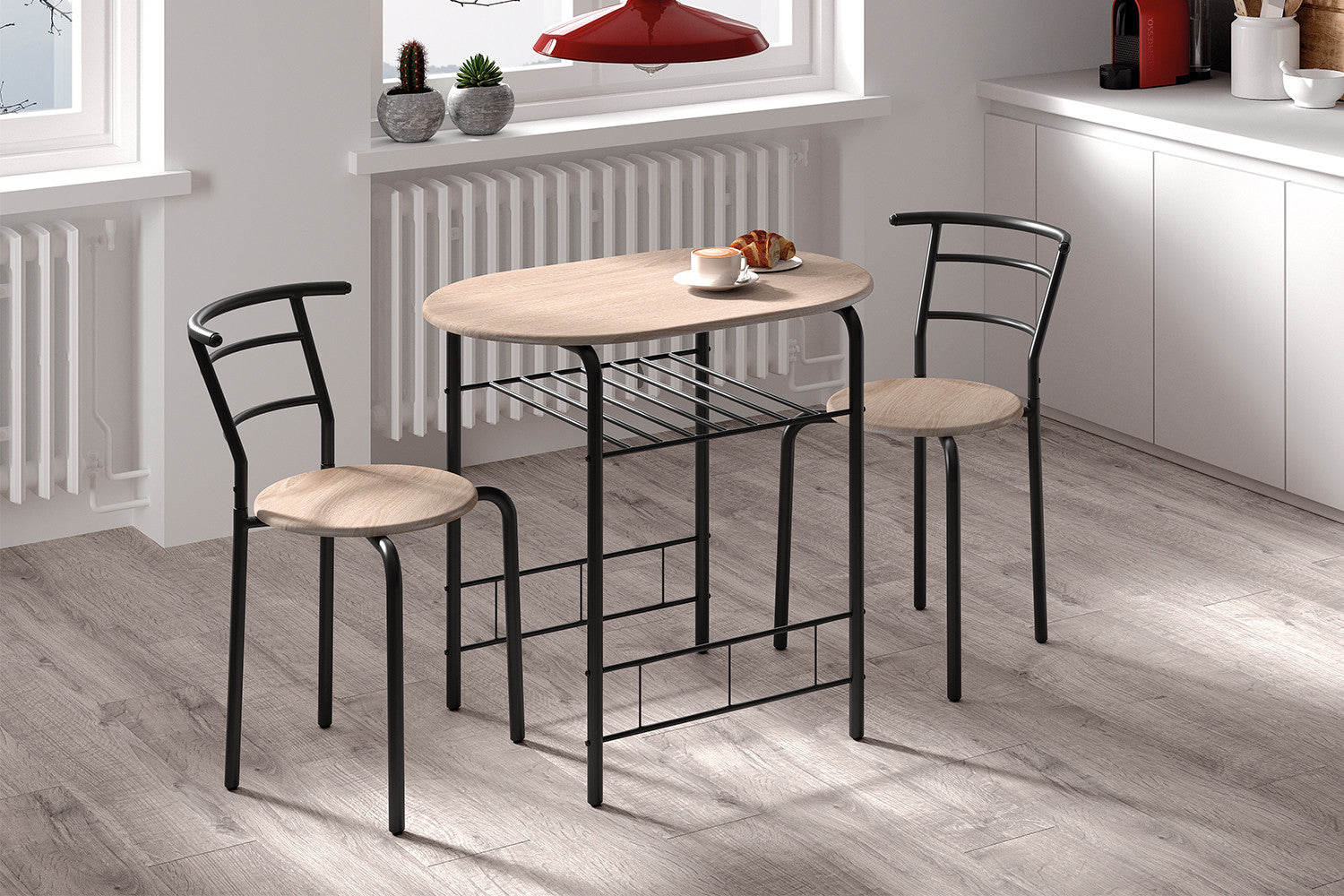 Tafelset core Zwart metaal Decor sonoma