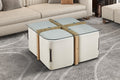 Salontafel lunor met 4 poefs stof Decor Oude eik