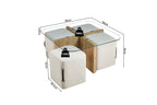Salontafel lunor met 4 poefs stof Decor Oude eik
