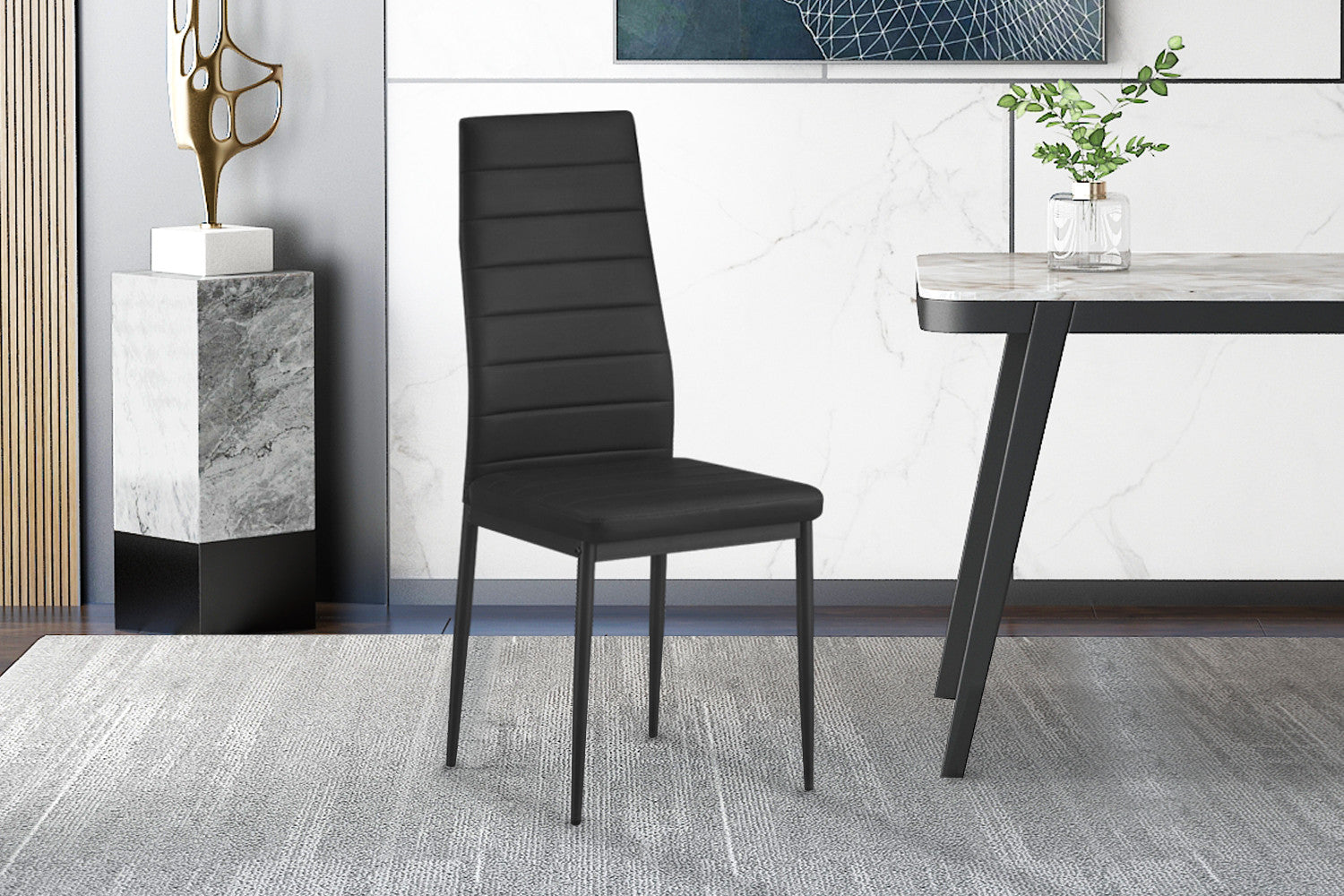Set van 4 stoelen orvian PU Zwart