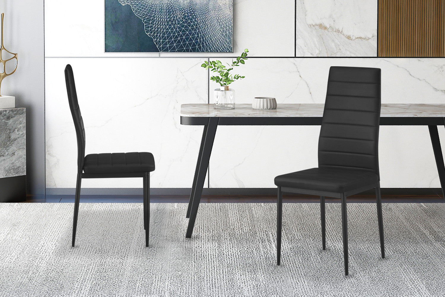 Set van 4 stoelen orvian PU Zwart