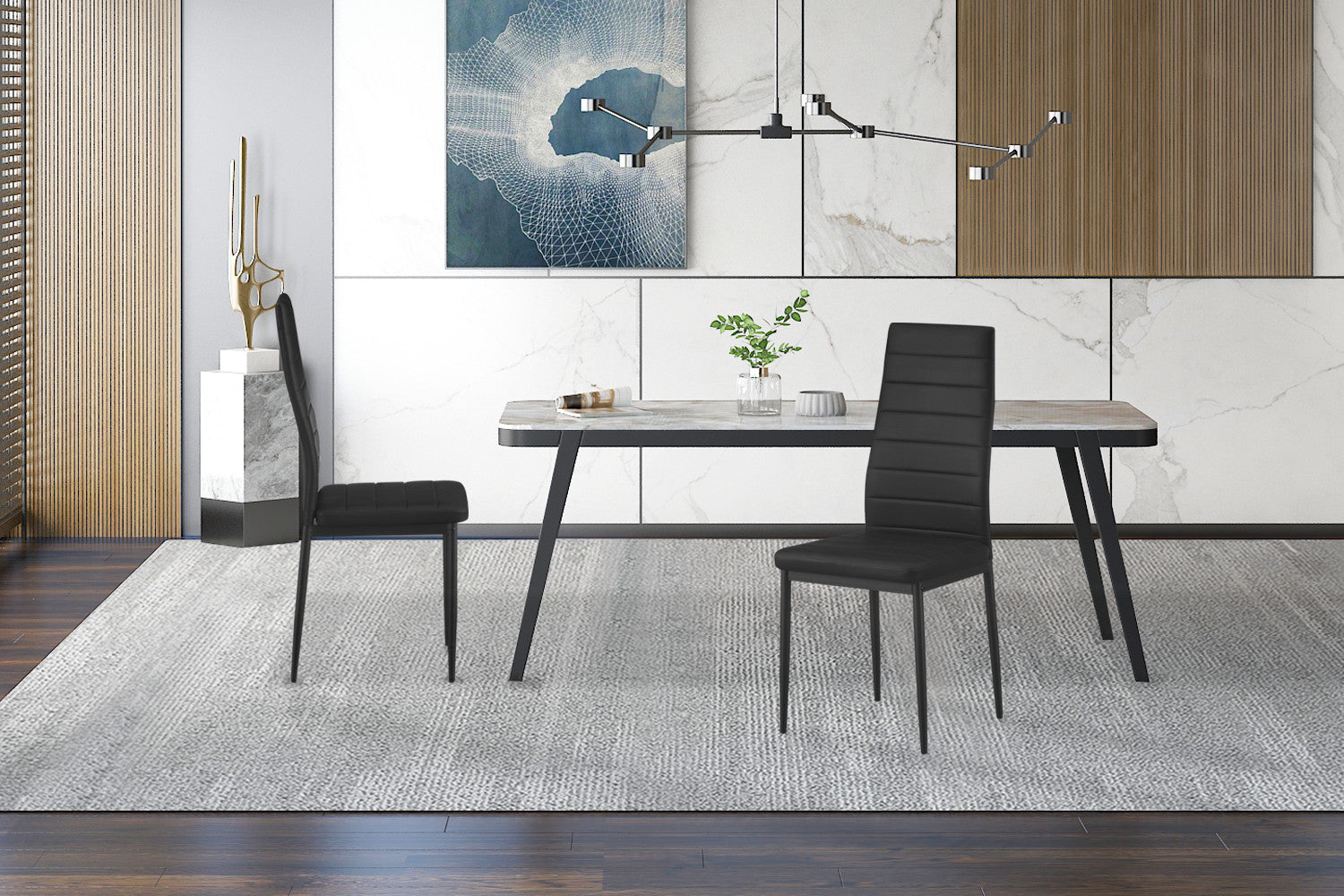 Set van 4 stoelen orvian PU Zwart