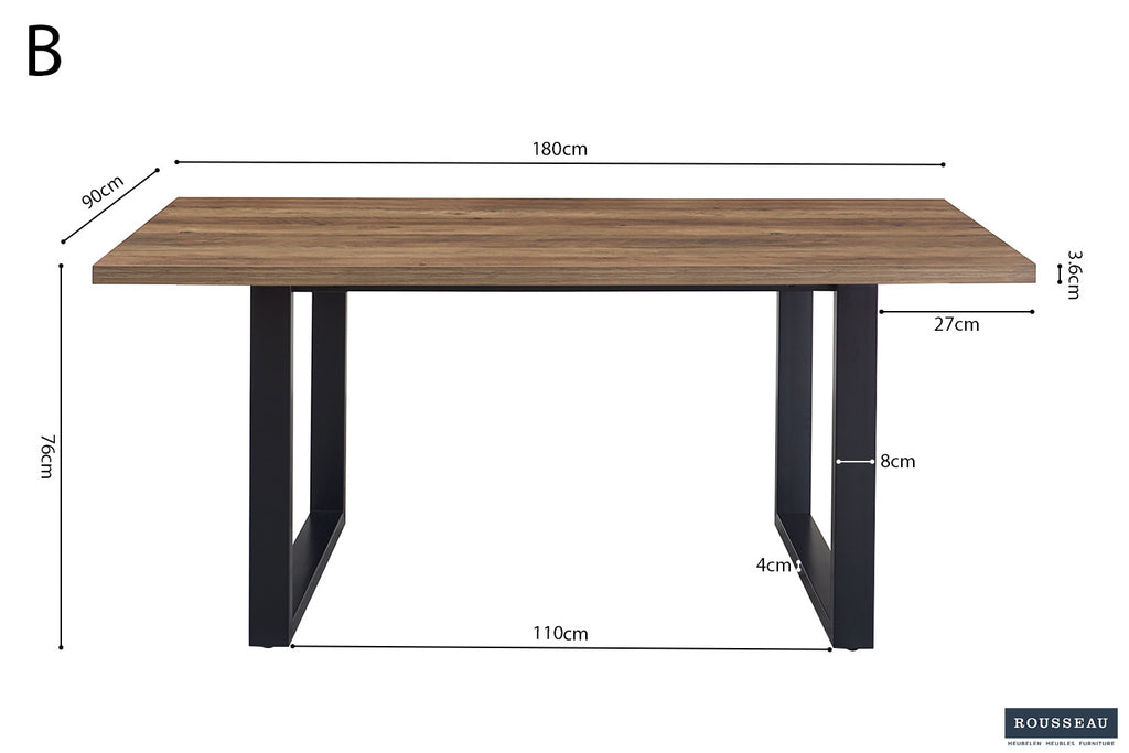 Tafel don 180 cm Decor Mango