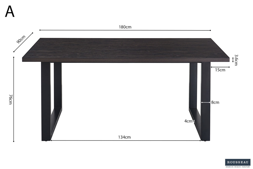 Tafel don 180 cm Decor Donkerbruin