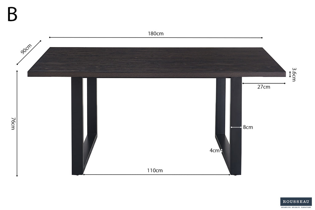 Tafel don 180 cm Decor Donkerbruin