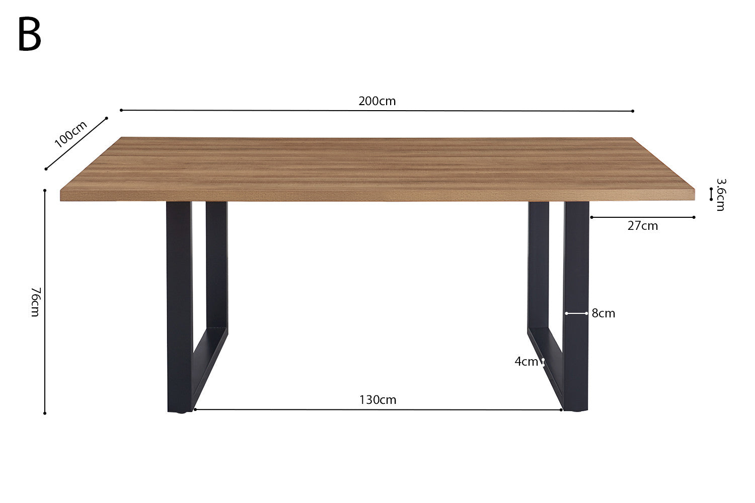 Tafel don 180 cm Decor Oude Eik