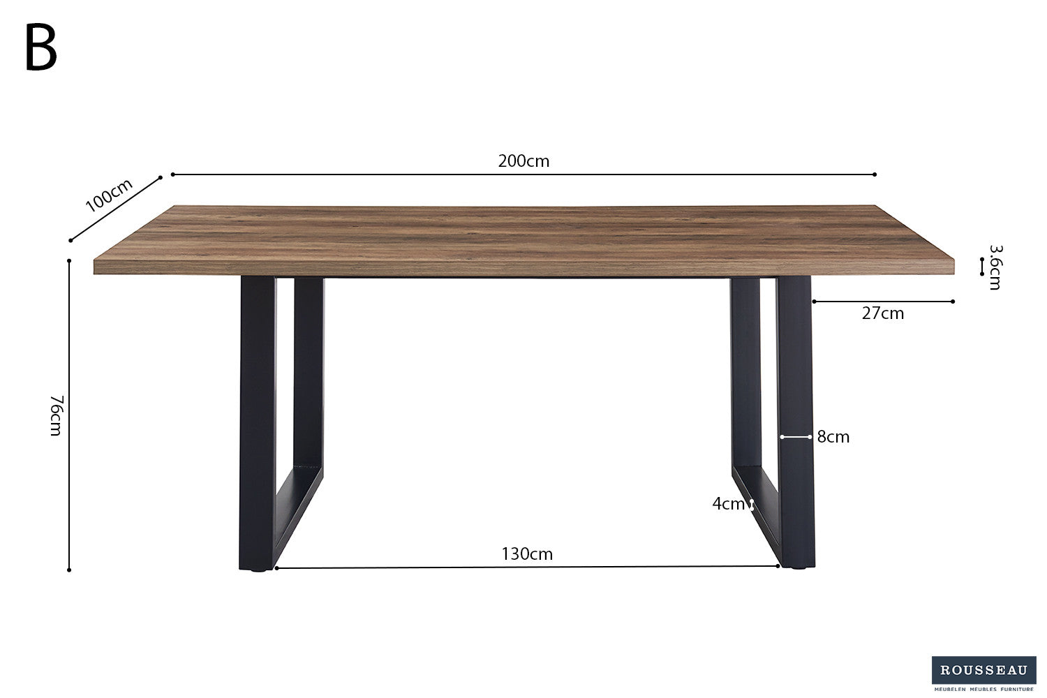 Tafel don 200 cm Decor Mango