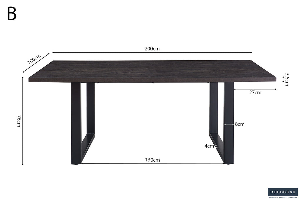 Tafel don 200 cm Decor Donkerbruin