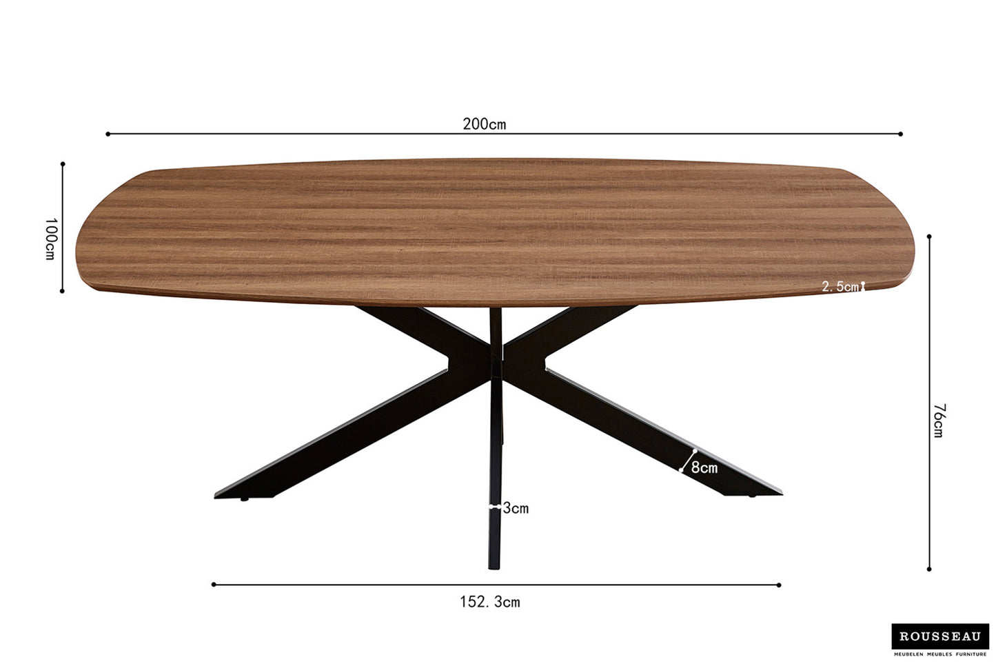 Tafel tanto 200 cm Deens Ovaal Decor Oude Eik