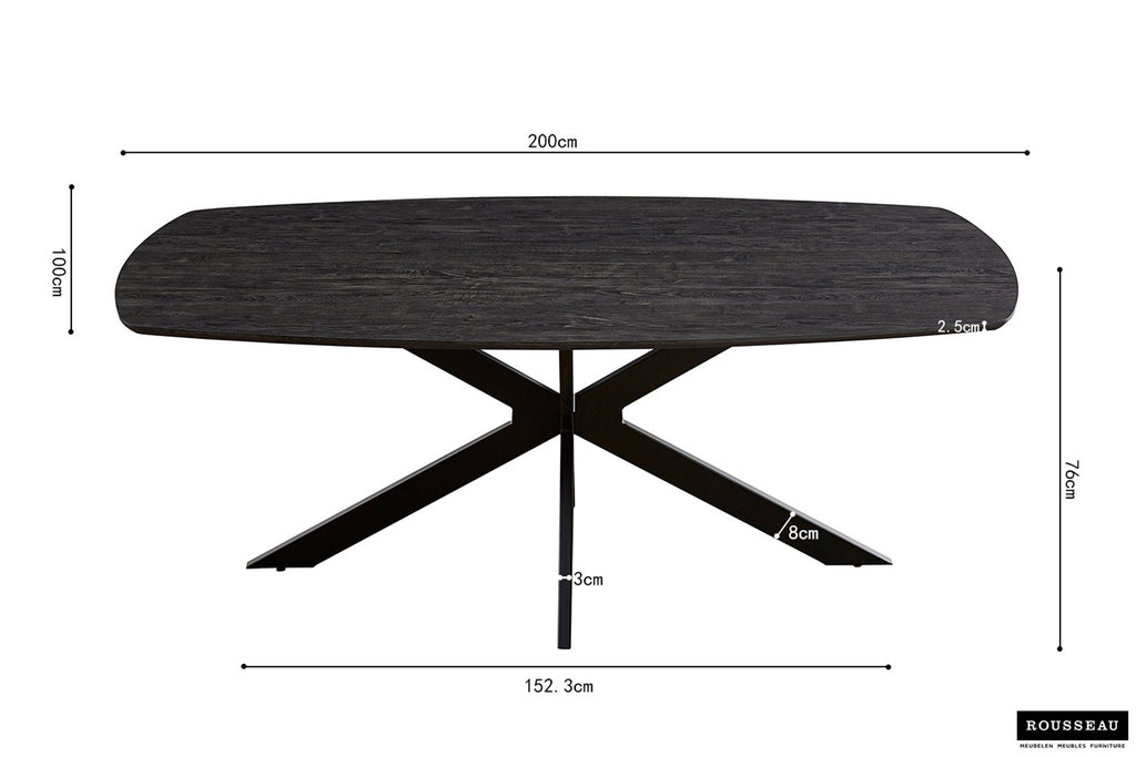 Tafel tanto 200 cm Deens Ovaal Decor Donkerbruin