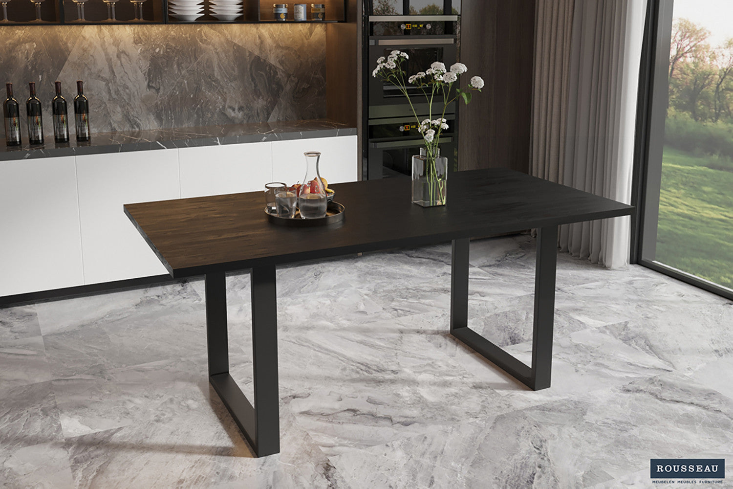 Tafel panella 180 cm Rechthoekig Mango hout zwart