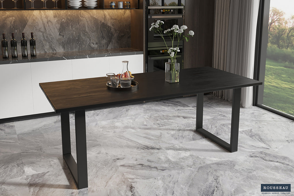 Tafel panella 200 cm Rechthoekig Mango hout zwart