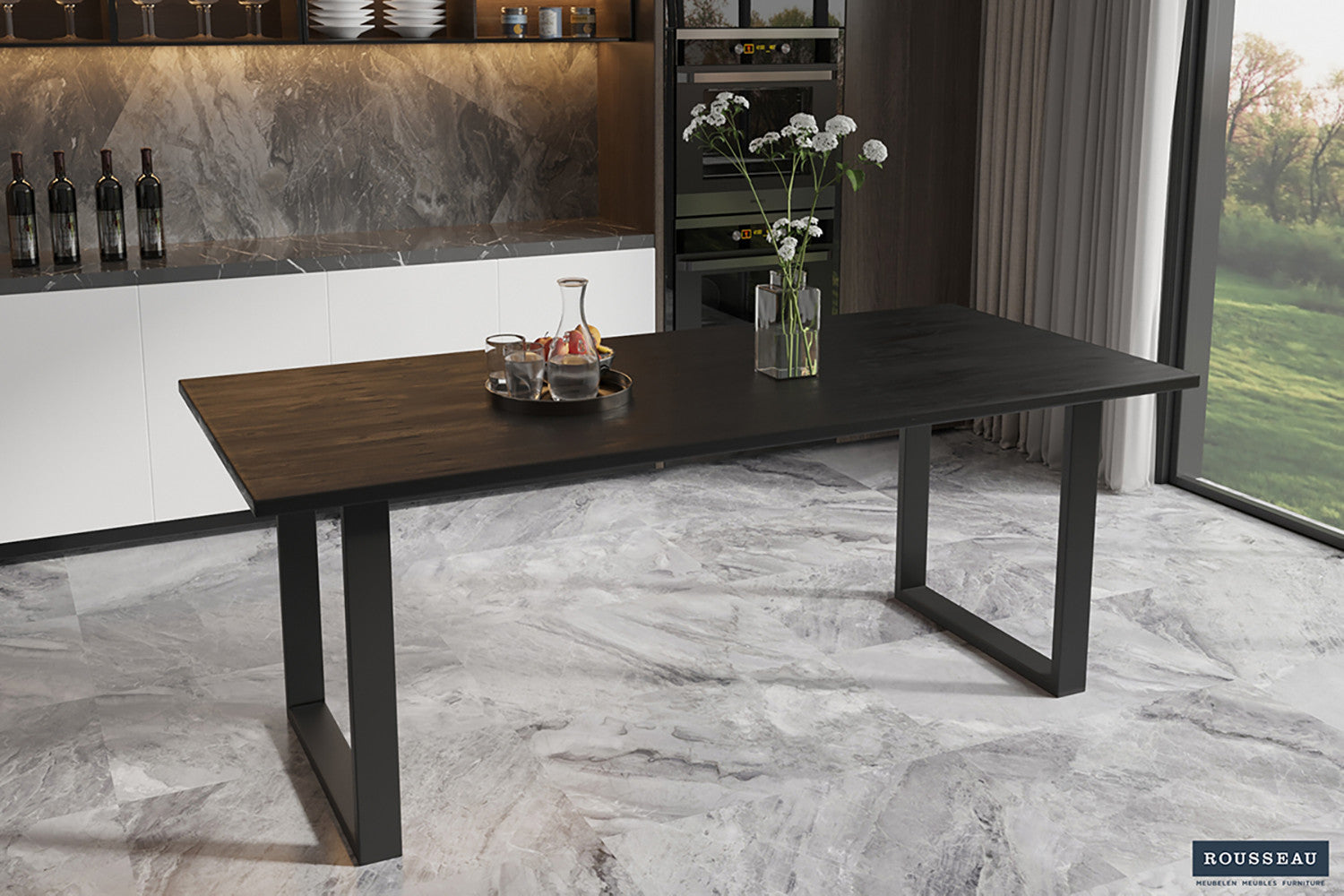 Tafel panella 200 cm Rechthoekig Mango hout zwart
