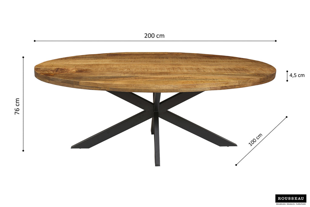 Tafel fract 200 cm Ovaal Mango hout