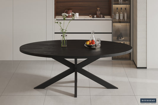 Tafel fract 200 cm Ovaal Mango hout zwart