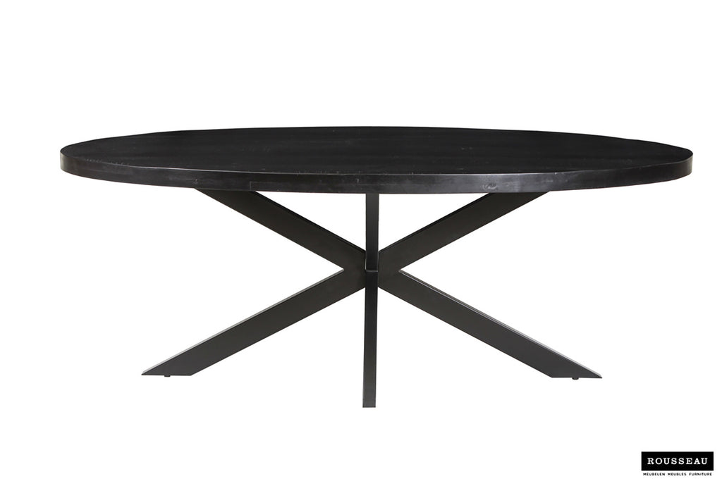 Tafel fract 200 cm Ovaal Mango hout zwart