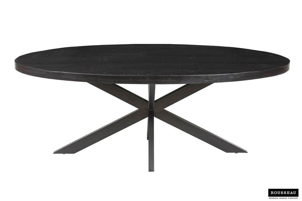 Tafel fract 200 cm Ovaal Mango hout zwart