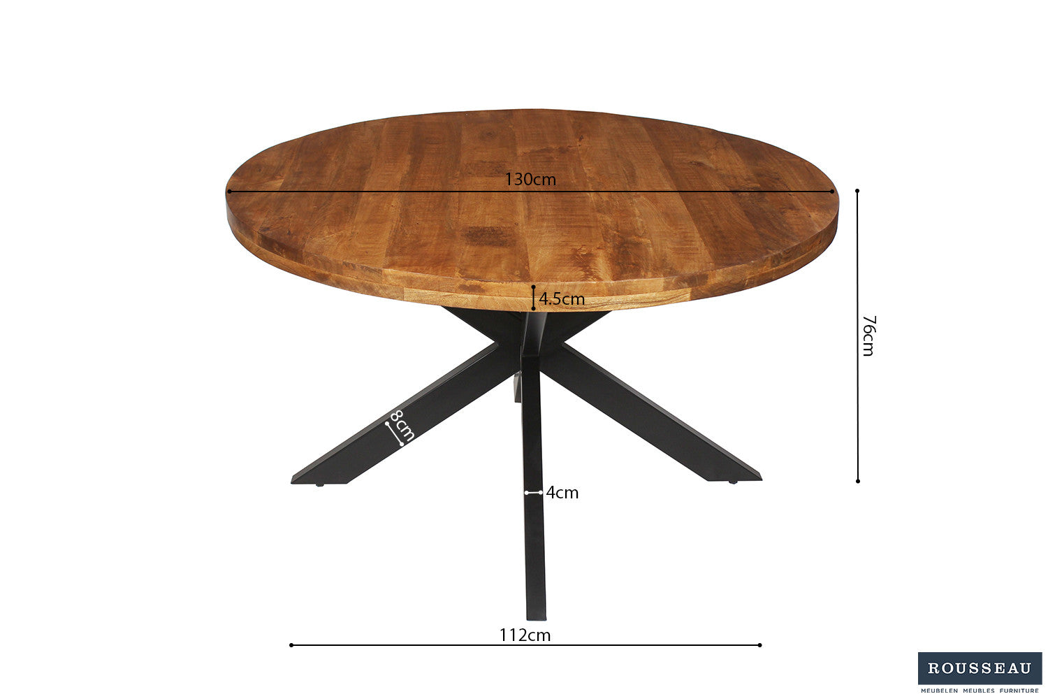 Tafel silk 130 cm Rond Mango hout