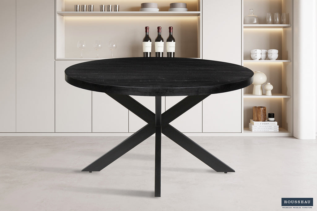 Tafel silk 130 cm Rond Mango hout Zwart