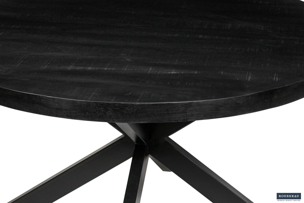 Tafel silk 130 cm Rond Mango hout Zwart