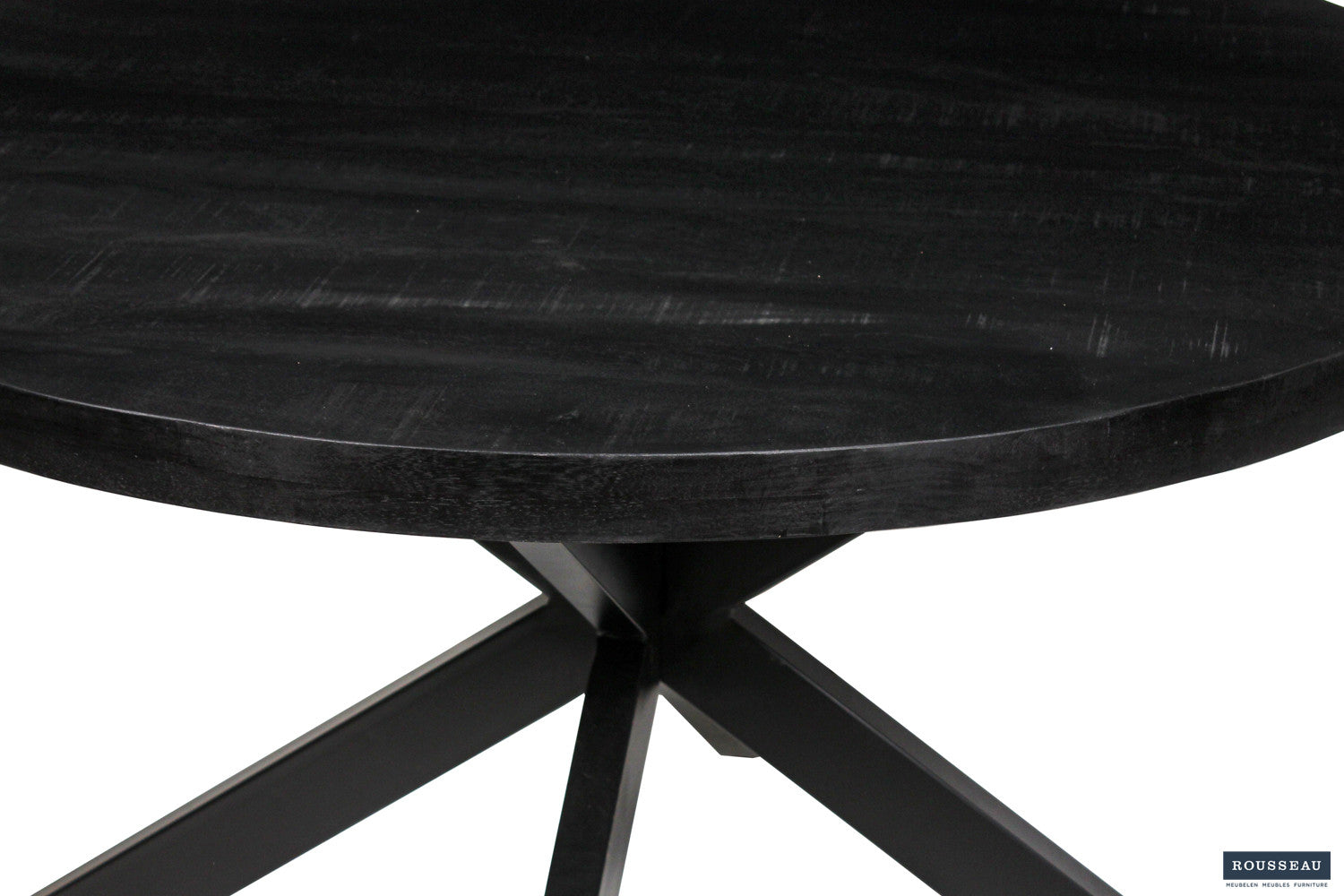 Tafel silk 130 cm Rond Mango hout Zwart