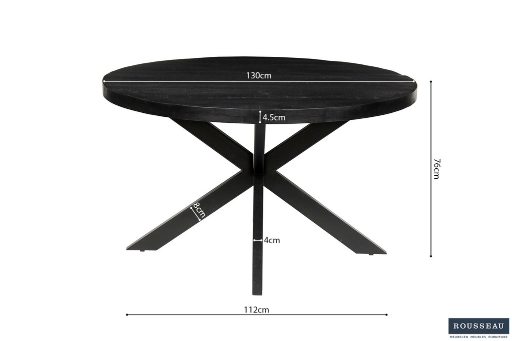 Tafel silk 130 cm Rond Mango hout Zwart