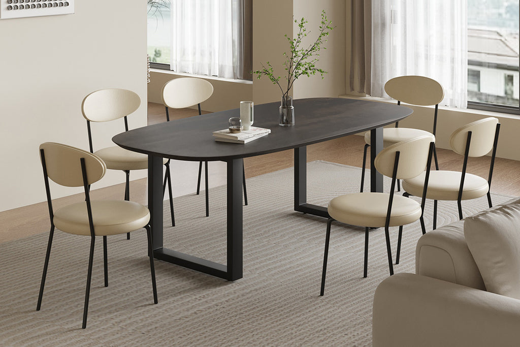 Tafel pacific 200 cm U-Poot Ovaal Mango hout Zwart