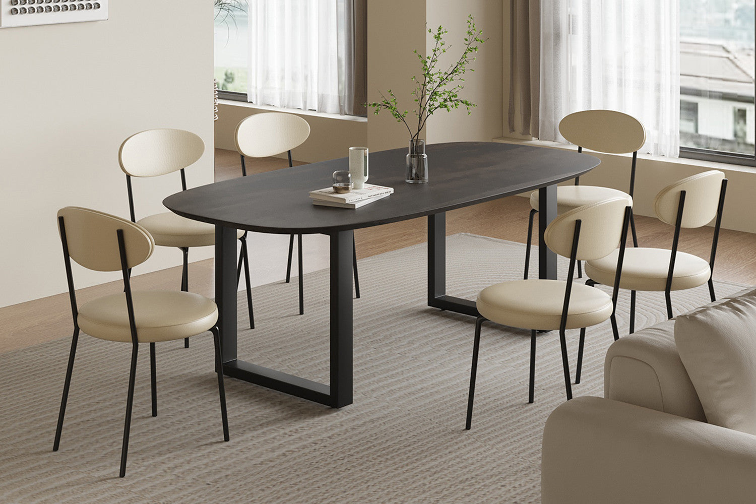 Tafel pacific 200 cm U-Poot Ovaal Mango hout Zwart