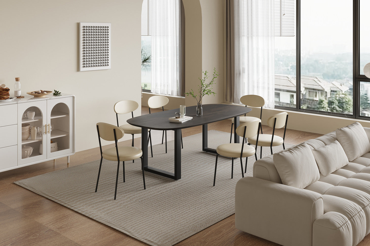 Tafel pacific 200 cm U-Poot Ovaal Mango hout Zwart