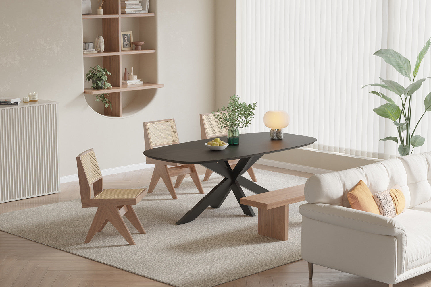 Tafel pacific 200 cm Spider-poot Ovaal Mango hout Zwart